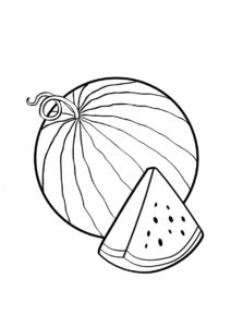 Арбуз и его кусочек раскраска распечатать бесплатно на А4 - Арбуз