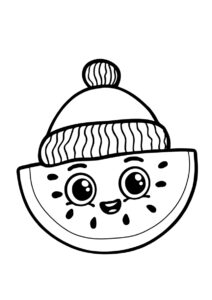 Арбузная долька в зимней шапочке (Арбуз) распечатать раскраску