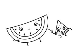 Бесплатная раскраска Забавные арбузные дольки - Арбуз