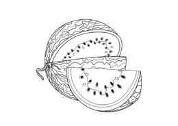 Разукрашка Нарезанный арбуз распечатать на А4 и скачать - Арбуз