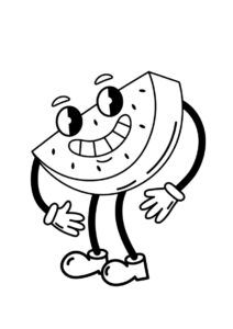 Раскраска Улыбчивая долька арбуза распечатать на А4 и скачать - Арбуз