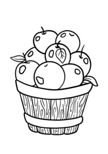 Осенняя корзинка раскраска распечатать и скачать - Яблоко