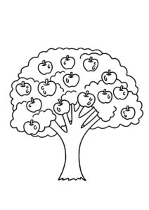 Яблоко распечатать раскраску на А4 - Плодовое дерево