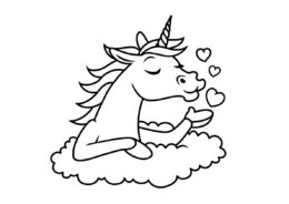 Распечатать раскраску Воздушный поцелуй - Единороги