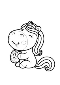 Единорог с пончиком (Единороги) распечатать раскраску