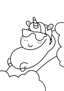 Забавный единорог в стильных очках бесплатная раскраска - Единороги