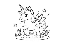 Лесной Единорог - Единороги бесплатная раскраска