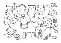 Смешные котики - Коты, кошки, котята бесплатная раскраска