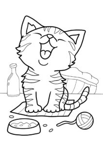 Счастливый котёнок разукрашка скачать и распечатать - Коты, кошки, котята