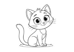 Улыбающаяся кошечка раскраска распечатать на А4 - Коты, кошки, котята