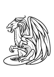 Дракон с огромными крыльями (Драконы) разукрашка для печати на А4