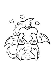 Раскраска Дракон с плюшевым сердечком - Драконы