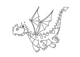 Раскраска Полёт смешного дракона распечатать на А4 - Драконы