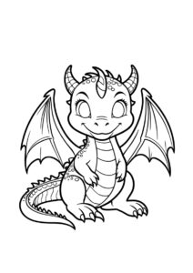 Симпатичный маленький дракончик распечатать и скачать раскраску - Драконы