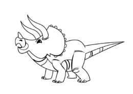 Веселый Трицератопс разукрашка скачать и распечатать - Динозавры