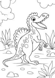 Забавный Велоцираптор - Динозавры бесплатная раскраска