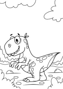 Смешной детёныш Тираннозавра (Динозавры) распечатать бесплатную раскраску