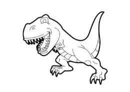 Счастливый Ти-Рекс (Динозавры) распечатать раскраску