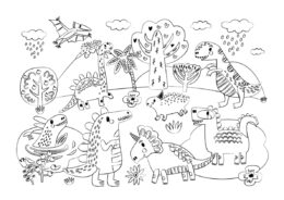 Удивительный мир Динозавров раскраска распечатать и скачать - Динозавры