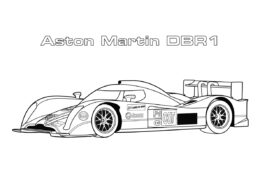 Бесплатная раскраска Aston Martin DBR 1 распечатать на А4 - Гоночная машина