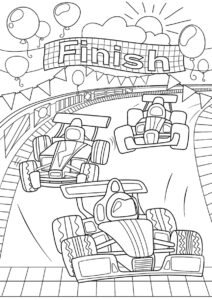Разукрашка Гонка Формулы-1 распечатать на А4 и скачать - Гоночная машина