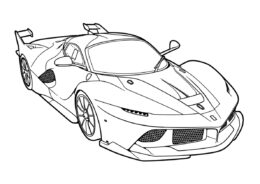 Красивая машина Ferrari (Гоночная машина) бесплатная раскраска
