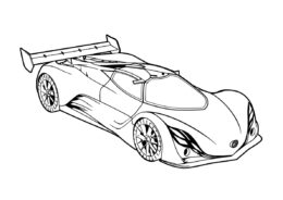 Гоночная машина распечатать раскраску на А4 - Мощный спорткар