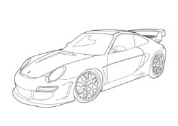 Стильный автомобиль разукрашка скачать и распечатать - Гоночная машина