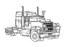 Американский тягач - Грузовики раскраска распечатать на А4