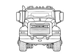 Грузовик Mack - вид спереди раскраска распечатать бесплатно на А4 - Грузовики