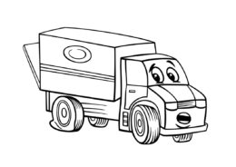 Грузовичок со спущенной шиной - Грузовики бесплатная раскраска