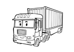 Грузовики распечатать раскраску - Мультяшный тягач с прицепом