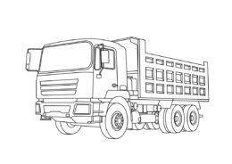 Разукрашка Строительный самосвал распечатать на А4 - Грузовики