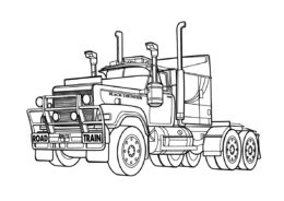 Тягач Black Thunder раскраска распечатать бесплатно на А4 - Грузовики