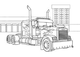 Тягач с наклейками - Грузовики раскраска распечатать на А4