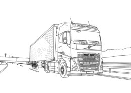 Грузовики распечатать раскраску на А4 - Тягач с полуприцепом