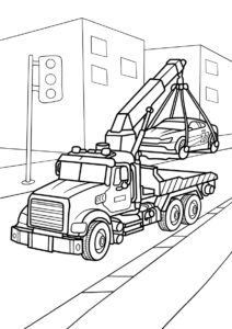 Эвакуатор распечатать и скачать раскраску - Грузовики
