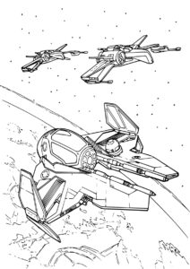 Разукрашка Космическое сражение распечатать и скачать - Звездные Войны