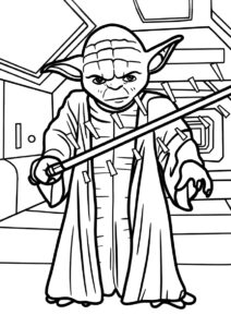 Разукрашка Магистр Йода в бою распечатать на А4 и скачать - Звездные Войны