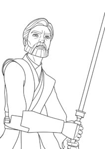 Магистр-Джедай Оби-Ван Кеноби разукрашка скачать и распечатать - Звездные Войны