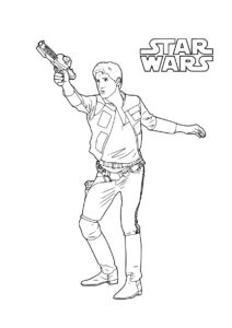 Раскраска Хан Соло с бластером распечатать на А4 - Звездные Войны