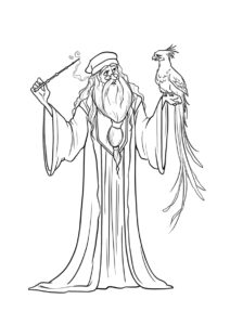 Разукрашка Великий волшебник Дамблдор распечатать и скачать - Гарри Поттер