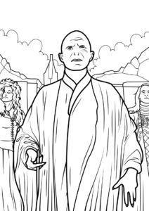 Гарри Поттер бесплатная раскраска распечатать на А4 - Волан Де Морт с приспешниками