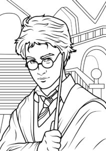 Гарри Поттер в школьном холле разукрашка скачать и распечатать - Гарри Поттер