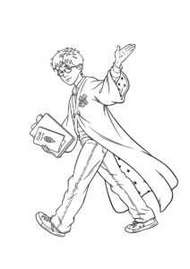 Гарри Поттер спешит на занятия раскраска распечатать и скачать - Гарри Поттер