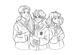 Гарри Поттер бесплатная раскраска распечатать на А4 - Персонажи в мультяшном стиле