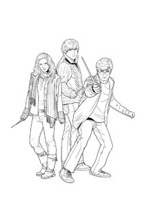 Смелые волшебники - Гарри Поттер раскраска распечатать на А4