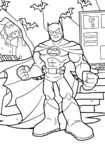 Разукрашка Бэтмен в мультяшном стиле распечатать на А4 - Бэтмен