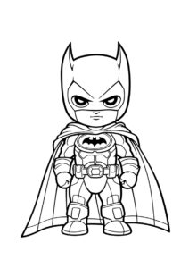 Бэтмен в стиле чиби раскраска распечатать бесплатно на А4 - Бэтмен