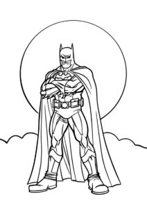 Раскраска Бэтмен на фоне луны распечатать и скачать - Бэтмен